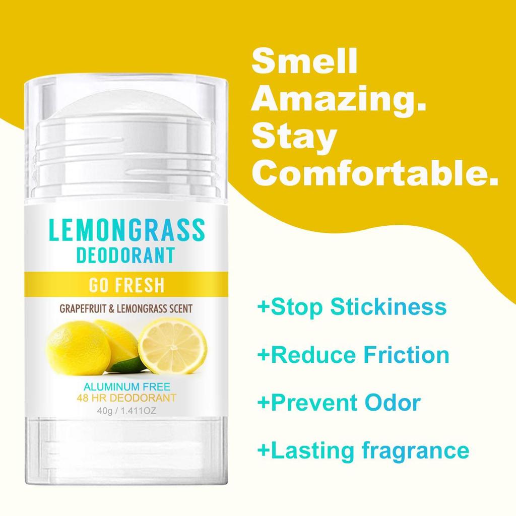 Deodorant Stick cu Lemongrass - Oferă protecție de lungă durată împotriva mirosurilor și umezelii, hidratează și calmează pielea - Potrivit pentru femei, 40g
