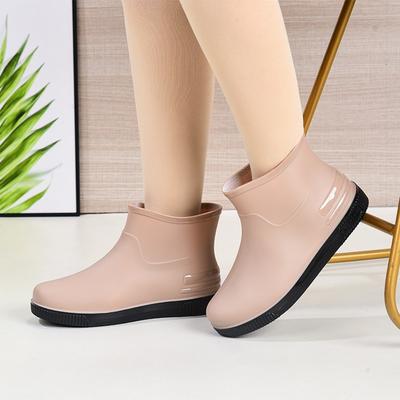 New Fashionable Women's Low-tube Rain Boots Warm and Non-slip Short Tube Water Shoes Beef Tendon Sole Wear-resistant Adult Water Shoes