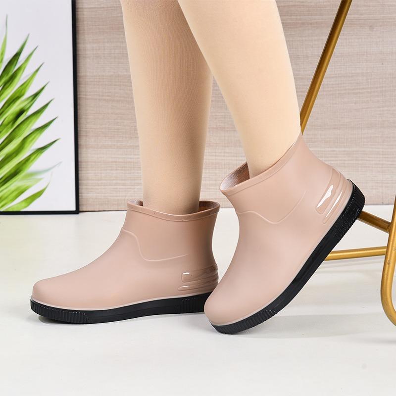 New fashionable women's low-tube rain boots warm and non-slip short tube water shoes beef tendon sole wear-resistant adult water shoes