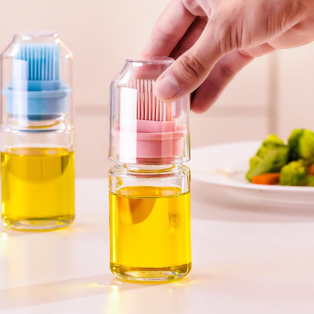 150ml 2-In-1 Oil Bottle With Brush Large Capacity Measuring Oil Container Kitchen Cookware