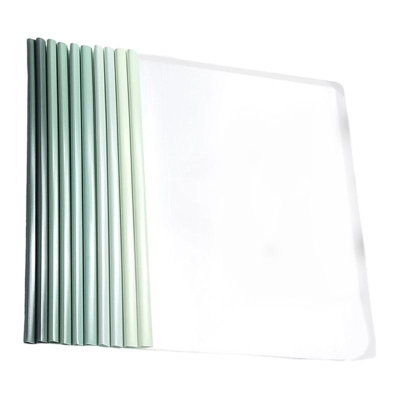 

10pcs Heavy Duty Plastic File Organizers With Secure Rod Closure System for Business Paper Storage A4 Document Folders зелёный