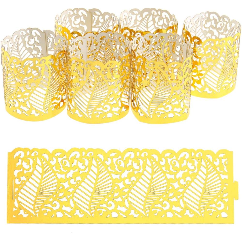 

6Pcs Tea Light Candle Holders Lampshade LED Electronic Candle Light Holders Laser Hollow Paper for Votive Centerpieces Wedding 6pcs