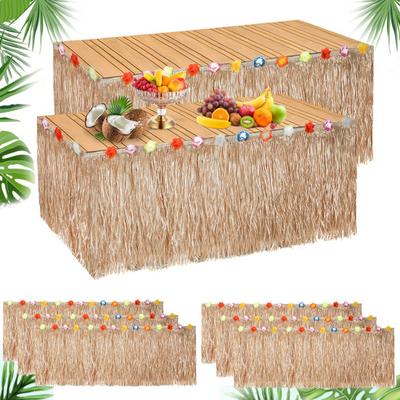 6Pcs Hawaiian Fringe Banner, Grass Skirt Table Fringe, Table Skirt with Colorful