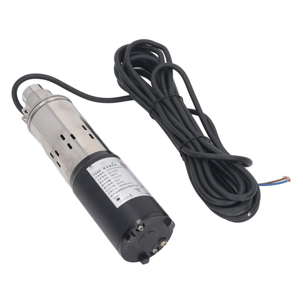 DC48V 60V Solar Water Pump 45m High Lift Stainless Steel Shell Deep Well Submersible Pump 1in Outlet 1.2m³ h