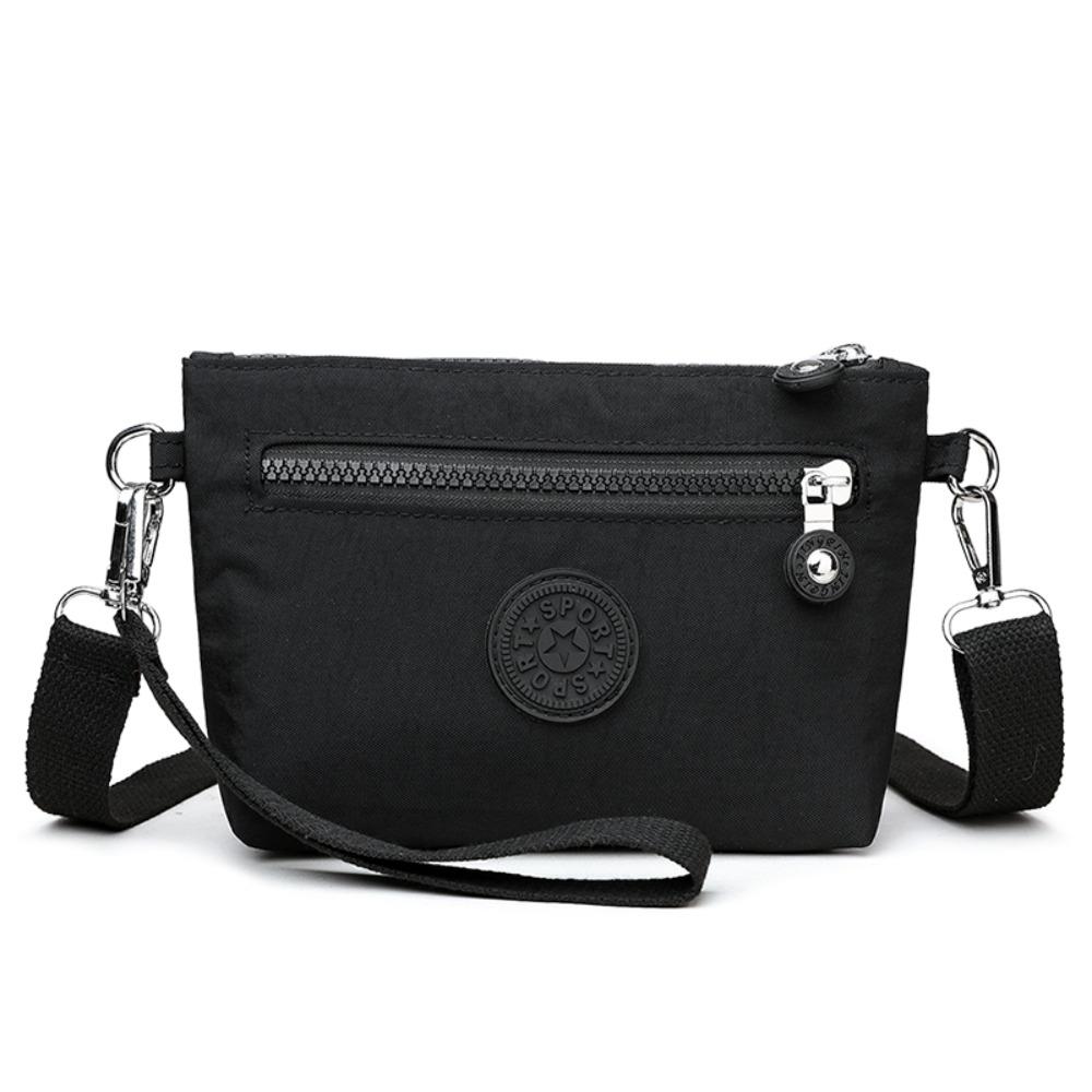 

Korean Style Zipper Crossbody Bag Nylon Small Phone Bag Casual Canvas Shoulder Bag Women чёрный
