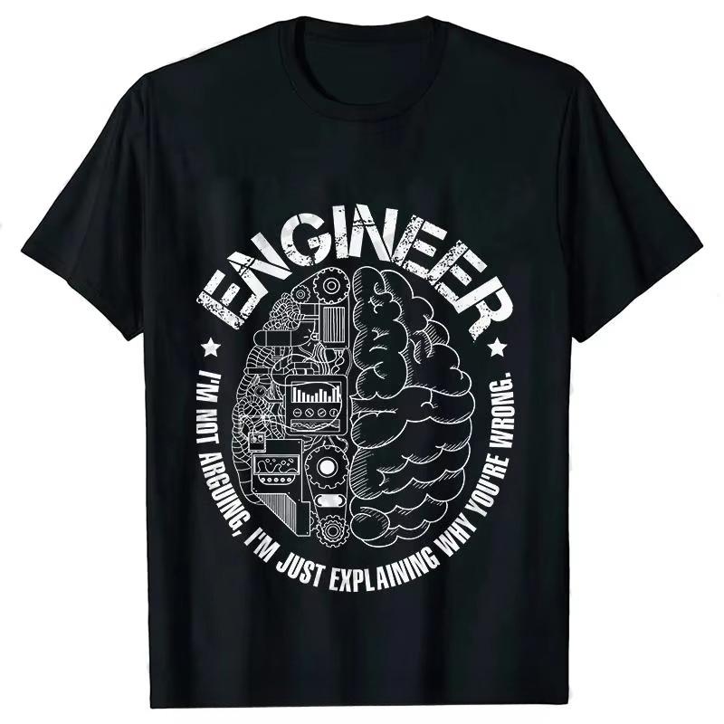 Unisexs Clothing Street 2026 New Cotton Tshirt Clothes Engineer in Progress Print Cotton Tshirt Summer Streetwear Fitness T Shirt 2XL
