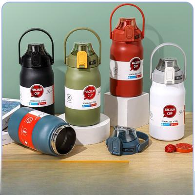 316 Stainless Steel Thermos Cup Outdoor Large-capacity Portable Space Pot Household Solid Color Double Drink Sports Kettle