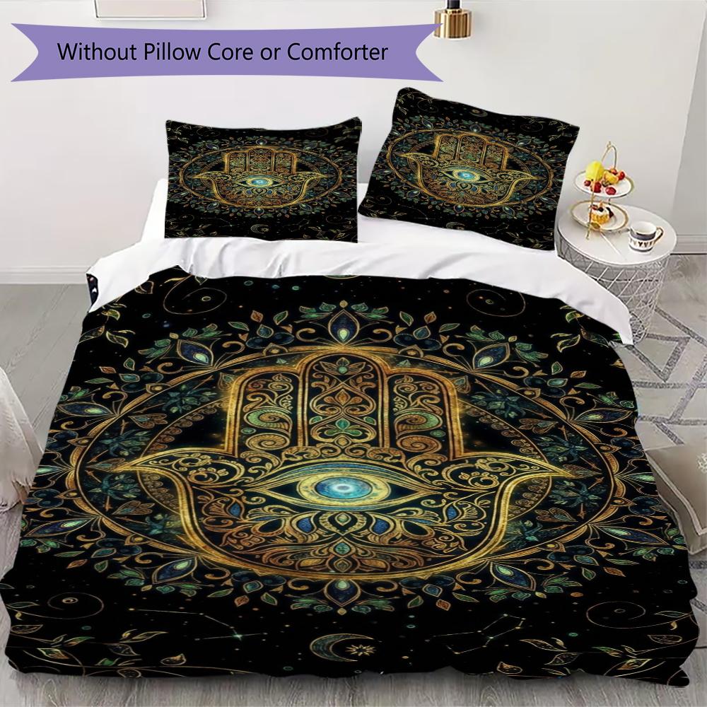 Hand of Fatima Pattern Bedding Uilt Set Uilt Cover Pillowcase Home Decoration Birthday Gift (1 * Duvet Cover + 2 * Pillowcase  Without Core)96