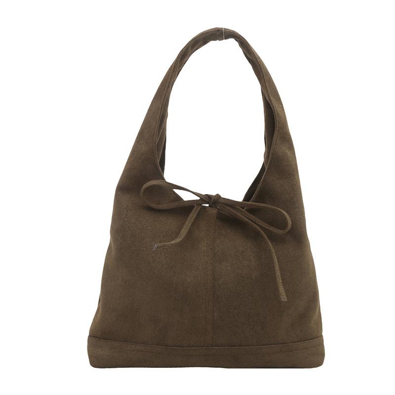Vintage Shoulder Bag Solid Color Fashi Underarm Bag Large Capacity Handbag Versatile Women'S Bucket Bag For Travel Shopping