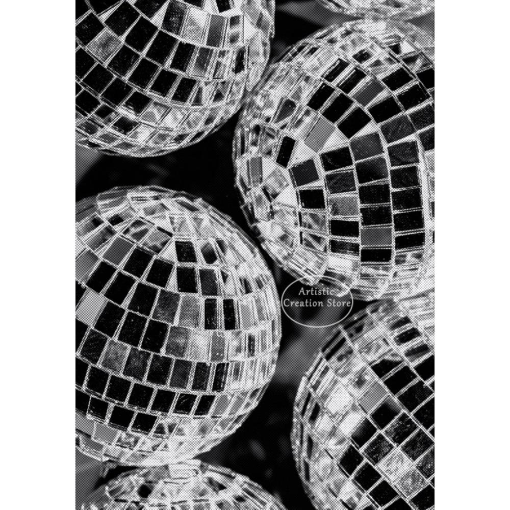 Galerie Musik Kunst Wand Heimdeko Retro Disco Poster Schwarzweiß Leinwandmalerei Party Disco Druck Wandbilder