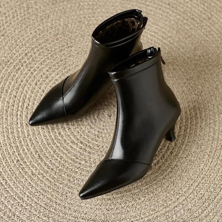 Fashion Gold Silver Zipper Pointed Women Short Boots Fashion New European American Winter Warm 5.5cm High Heels Ankle Boots Size 32-48