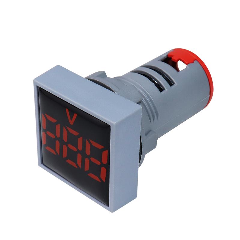 AC30-500V Voltmeter Square / Round Panel LED Digital Display Volt Meter AC 220V 22mm Opening Diameter Mini Voltage Tester Gauge