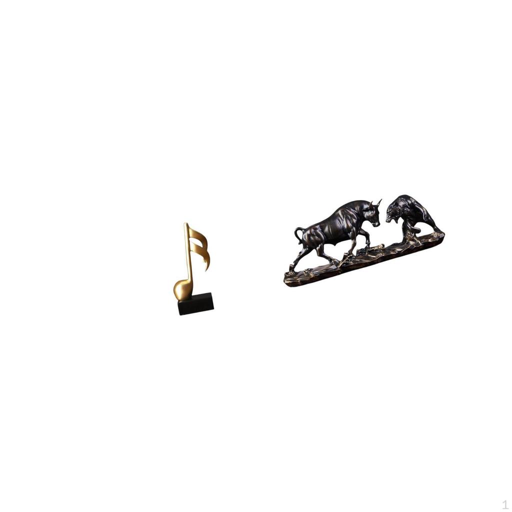 Creative Resin Music Note Bull Sculpture Modern Musical Figurine Tabletop Ornament Feng Shui Cow