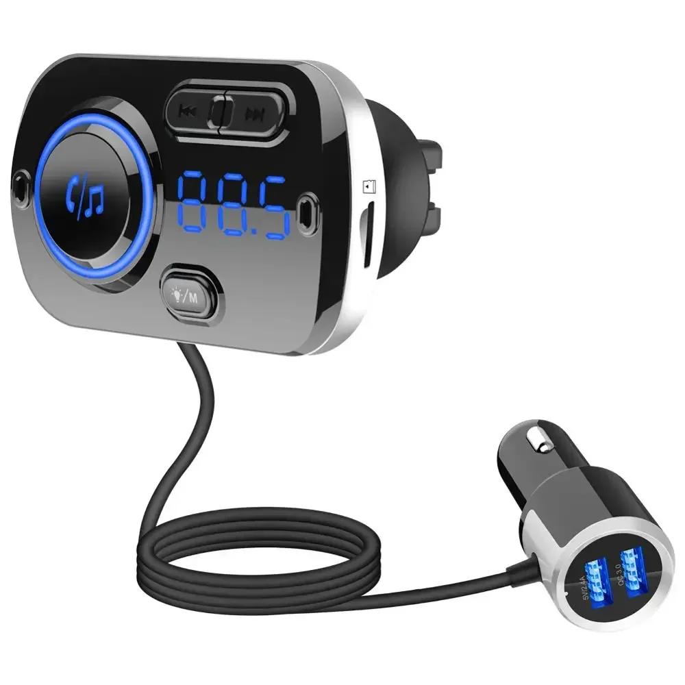 

USB Быстрое Зарядное Устройство QC3.0 Автоаксессуары FM Модуль Автомобильный FM Передатчик Handsfree Беспроводной Bluetooth 5.0 Автомобильный Комплект MP3 Музыкальный Плеер чёрный