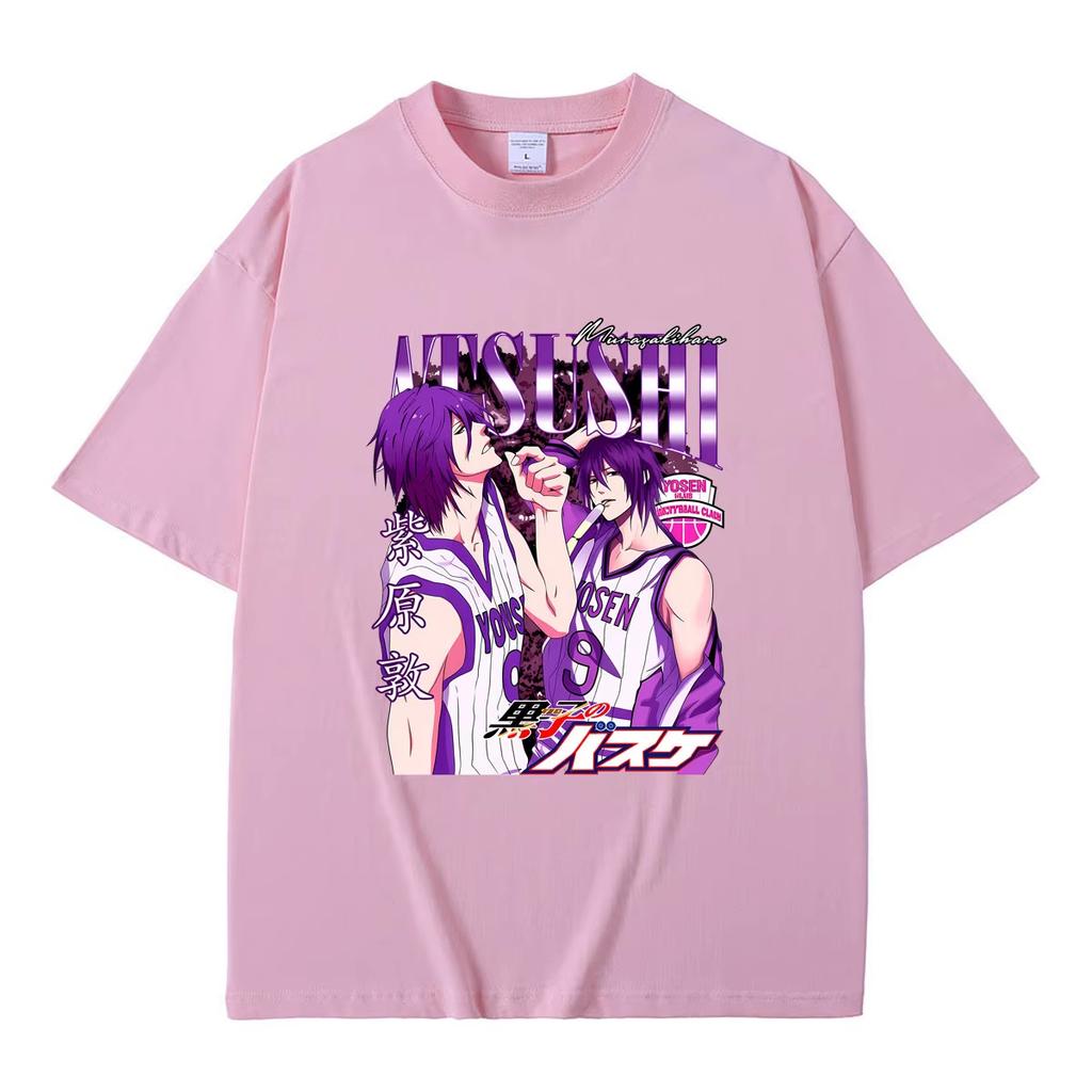 Hot‑Sale Anime Kuroko's Basketball Murasakibara Atsushi Graphic Print Unisex Comic‑Style Casual Men's Loose‑Fit Short‑Sleeve Short‑Sleeve T-shirt