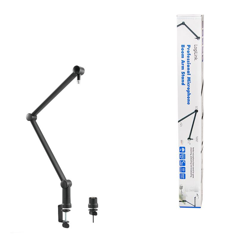 LogiLink Microphone Arm 3/8" & 5/8" Desktop Microphone Stand Scissor 360° Streaming Podcast Gaming