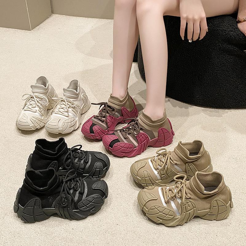Socks and shoes new women's casual shoes platform women's shoes summer breathable octopus flying woven sports shoes large size