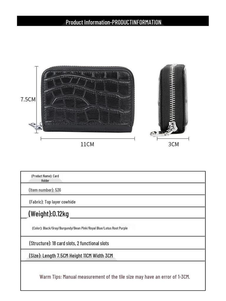 Alligator Pattern RFID Leather Anti-theft Accordion Card Holder - Large Capacity for Men's Business and ID Cards