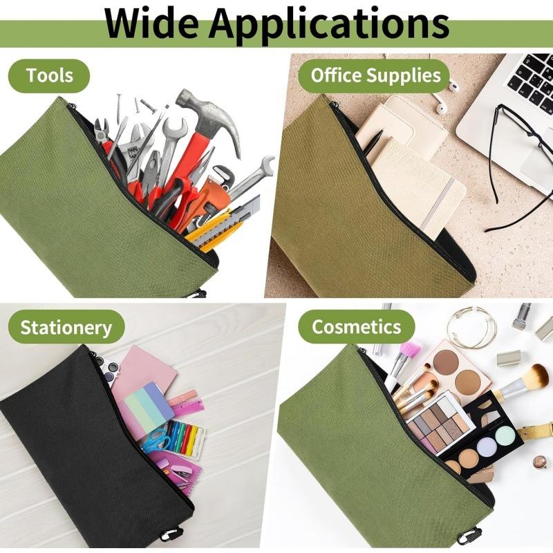 1Pc Multipurpose Storage Tool Pouches Premium Tool Bag With Zipper And Carabiner For Camping Woodworking Electrician Gardening