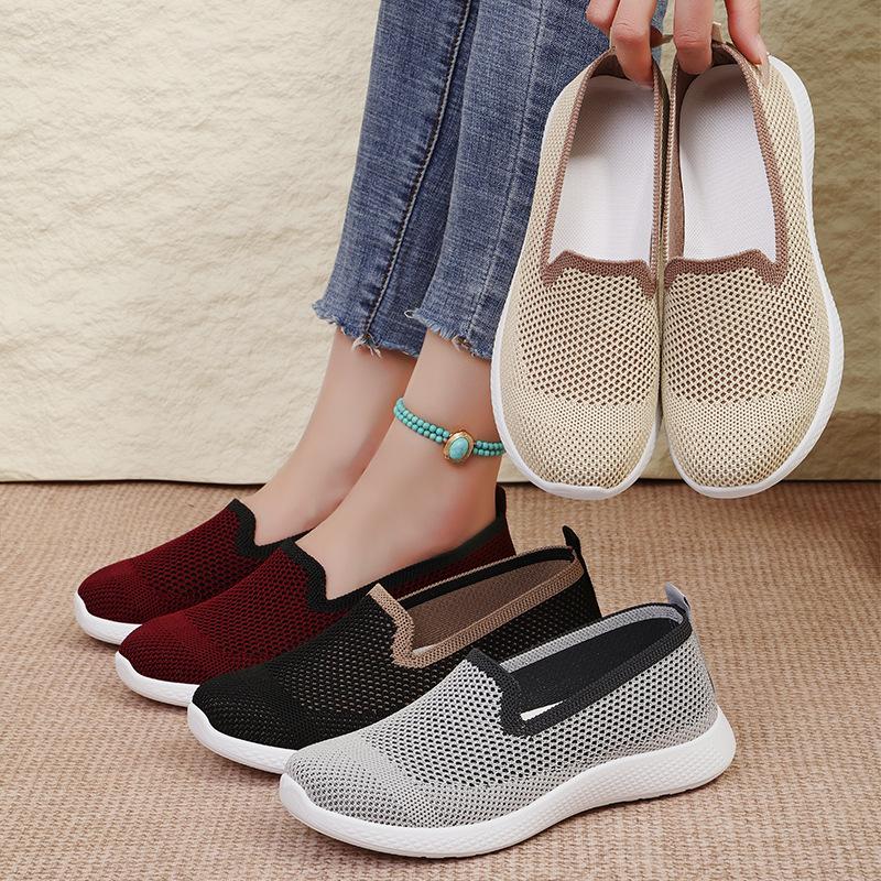 Shoes women's summer shallow mouth women's shoes single shoes one pedal mother shoes casual shoes soft sole not tired feet flat shoes