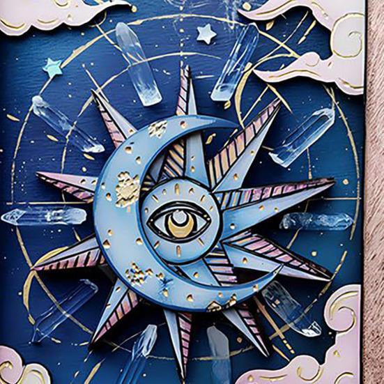 Handmade Witch Hidden Key Journal Gothic Vintage Sun Moon Design Witch Notebook with Lock And Key for Spell Book