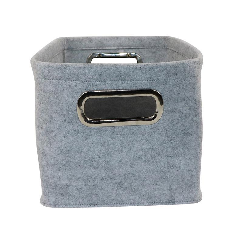 Buy Grey Felt Storage Basket Bin with Handle Bedroom Closet Clothing Toy Storage at affordable