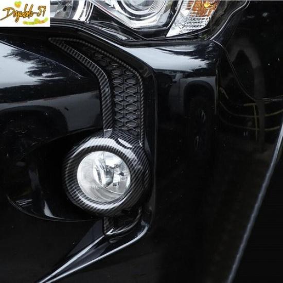 Car Carbon Fiber Front Fog Light Lamp Cover Trim For Toyota 4Runner 2014-