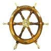 45.72 Cm Wooden Ship Wheel with Brass Handle and Anchor. Gift Item for Maritime Wall Decor Office Decor Made from a Wooden Ship Wheel and a Boat.