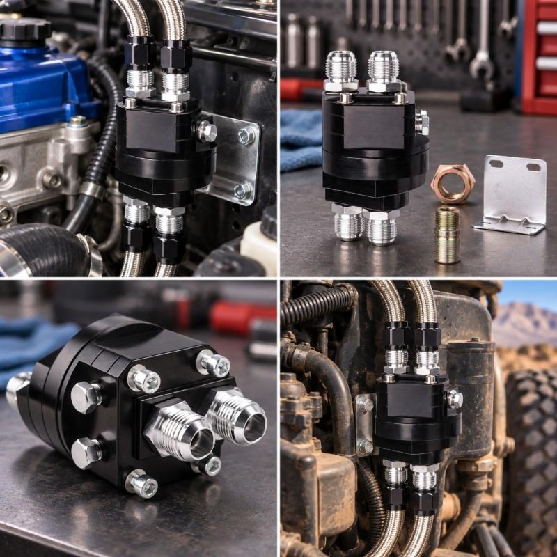 2 in 1 Car Oils Filter Relocation Adapter with Split Structure and Aluminum Alloy Body for Multiple Vehicle Oil Pressure Check Connections