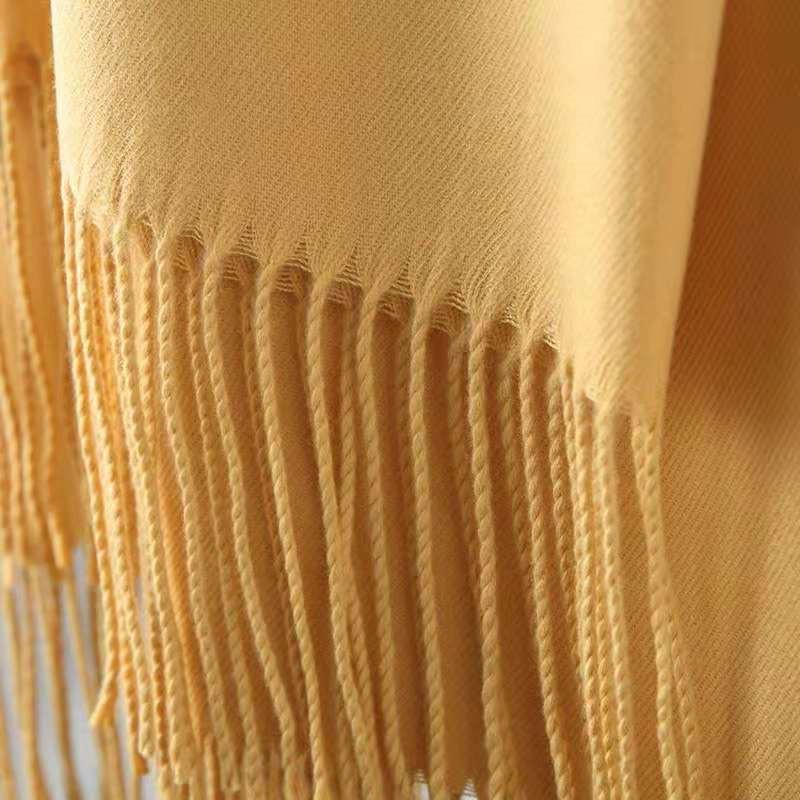 Otoño E Invierno Nuevo Bufanda de Cachemira para Mujer Color Sólido Imitación Cachemira Bufanda de Punto Gruesa Bordada Cachemira Chal
