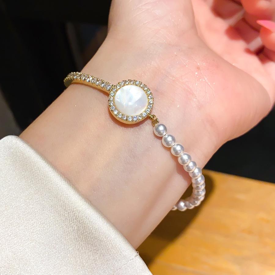 Elegant Zircon Pearl Beaded Bracelet - Luxury Holiday Style for Women