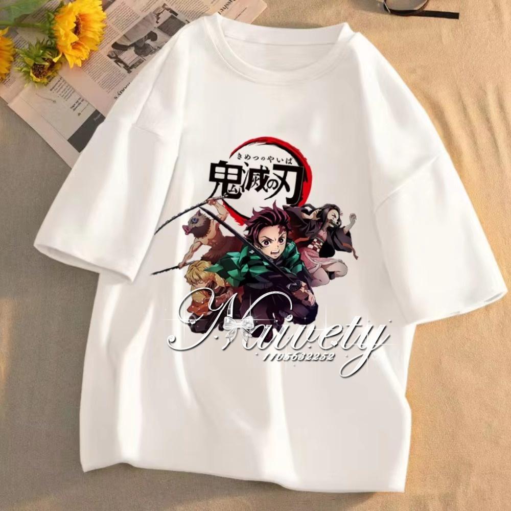 2026 Demon Slayer Main Team Printed Cotton Tshirt Summer Breathable Loose Cool Tops For Adults Kids Couple Family Y2k