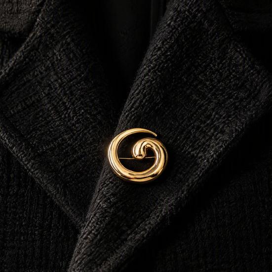 Durable Metal Brooch Minimalist Geometric Spiral Pin, Art Badge for Men Decorative Alloy Pin Women, Coats Suits Sweaters Scarves Clothing Decoration