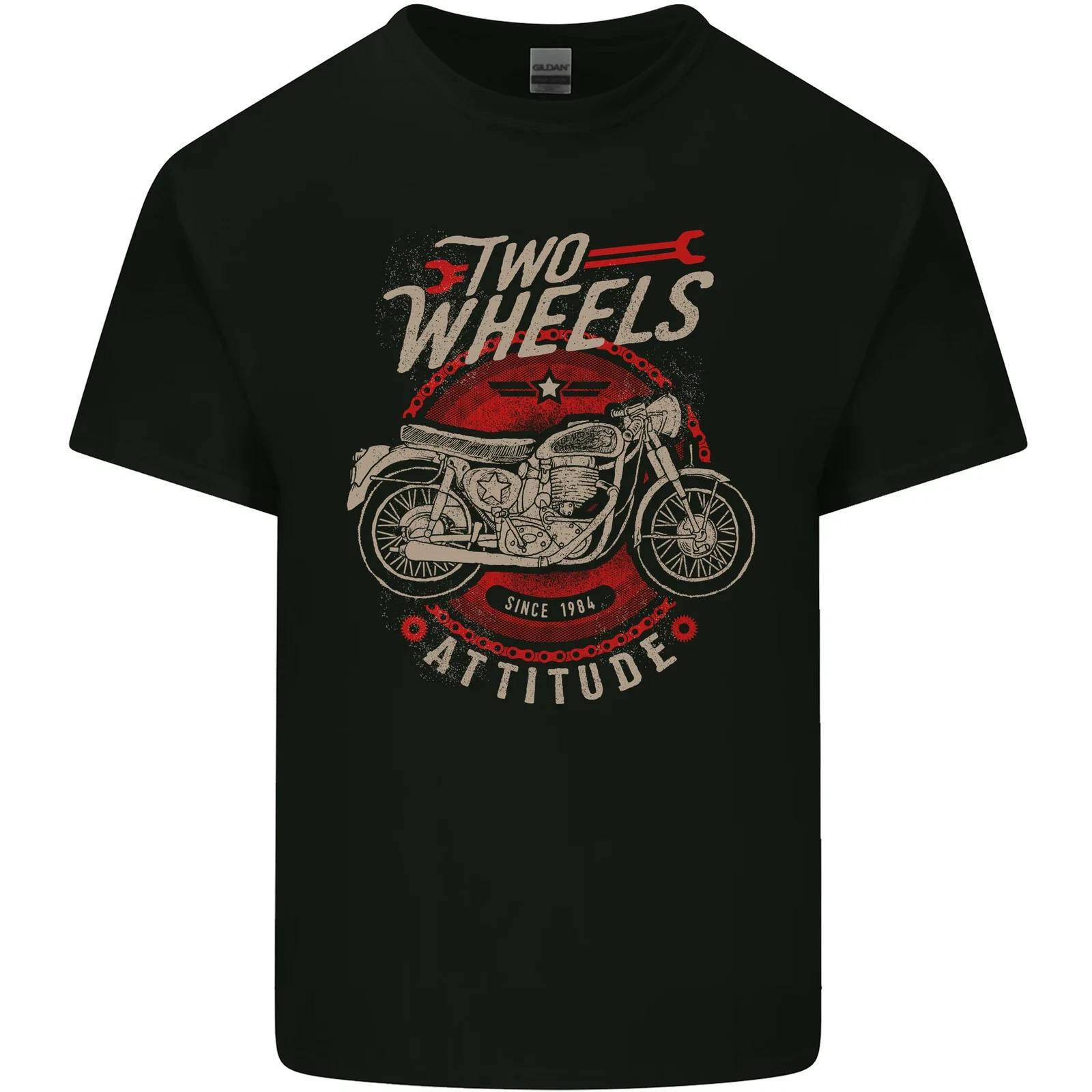 

Two Wheels Attitude Biker Motorcycle Motorbike Kids T-Shirt Childrens L