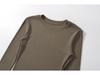 Würziges Mädchen Enganliegender Langarm-Bodysuit mit Rundhalsausschnitt: Damen Plüsch, Eng, Sexy, Basic Unterhemd