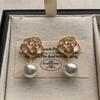 Elegant Enamel Flower Pearl Earrings Earrings Premium Stud Earrings Celebrity Xiaoxiangfeng Camellia Versatile Exquisite Earrings