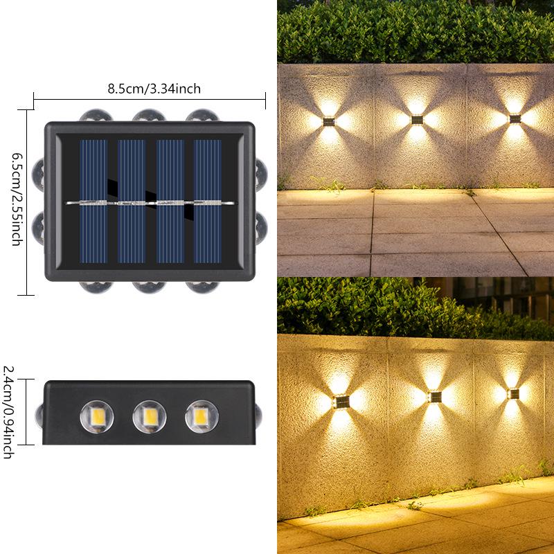 

Waterproof Solar LED Garden Fence Light - Four-Sided Courtyard Wall Decoration Solar Wall Light