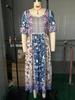2024 Summer Bohemian Print Women's Maxi Dress with Round Neck and Short Sleeves
