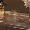 Multi-purpose Storage Basket Ice Bucket with Faux Leather Handle, Thickened Plastic Beer Wine Cooler Handle for Party, Clear Beverage Container
