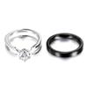 2Pcs Detachable Stackable Couple Rings 316L Stainless Steel Ceramic Inlay Artificial Zircon Womens Wedding Daily Jewelry