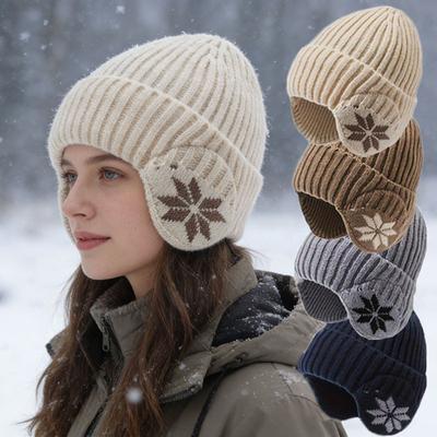 Men Winter Earmuffs Beanie Solid Color Knitted Warm Hat Anti-cold Women Ear Ski Cap Windproof Soft Ear Protection Fashion Cap