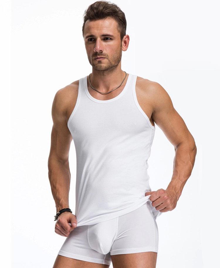 

Мужской хлопковый спортивный жилет I-образной формы с узкими плечами, дышащий XXL [67.5-77.5 kg] белый