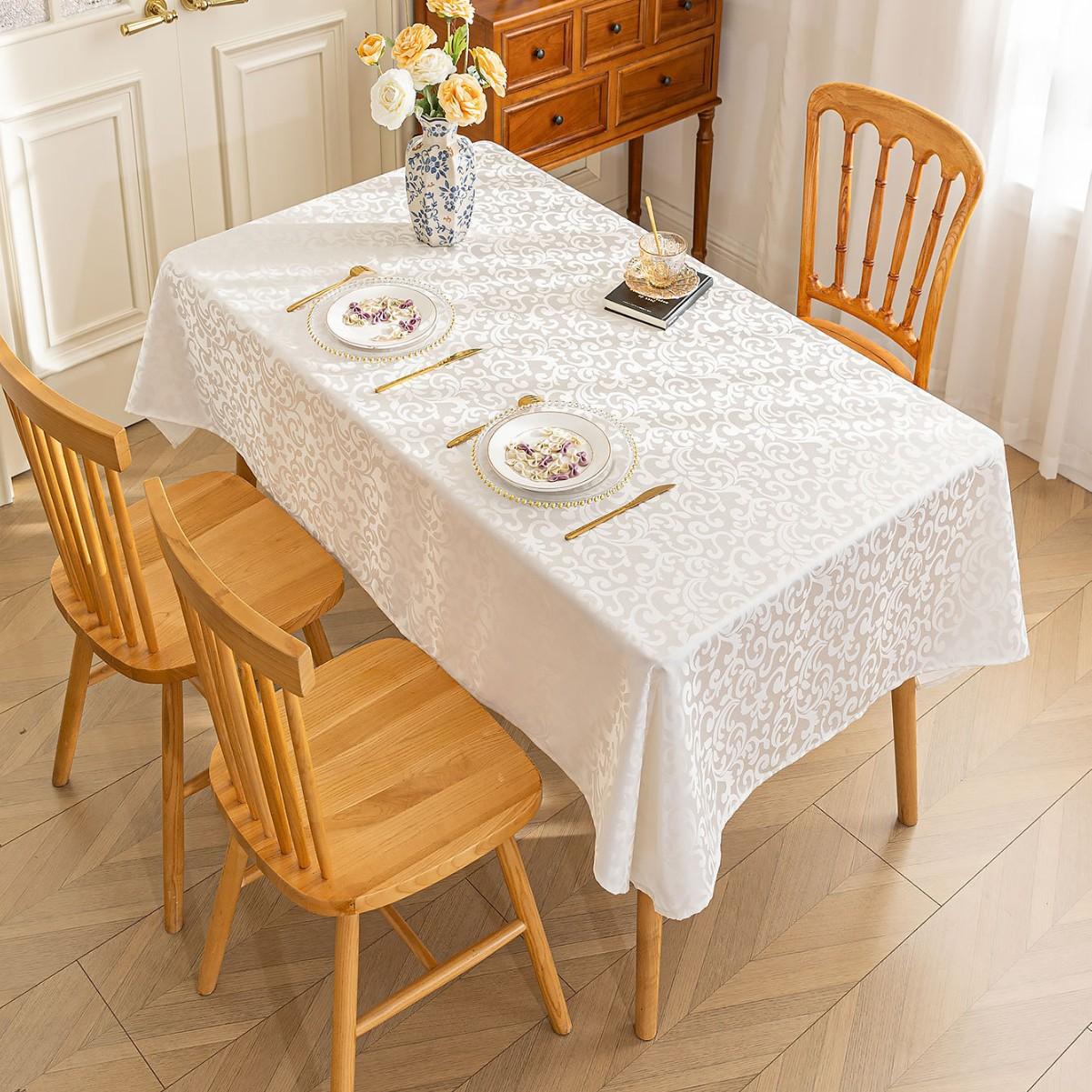 

Hotel Restaurant White Double Hook Flower Fabric Tablecloth Hotel Round Jacquard Banquet Tablecloth Meeting Table Tablecloth 60*60cm білий