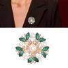 Elegant Crystal Pearls Flower Brooch For Women Vintage Rhinestones Scarf Pin Multi Purpose Jewelry Gift
