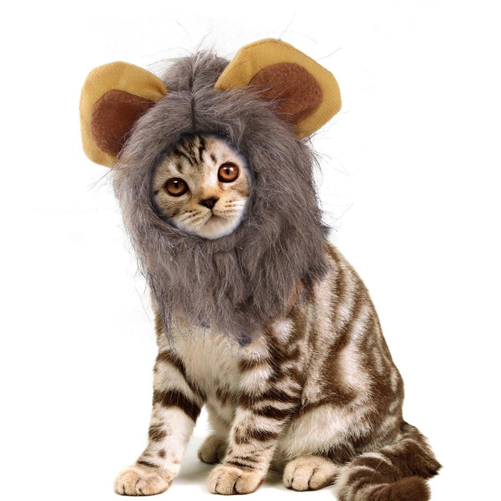 Cute Kitten Headgear Hat Soft Furry Lion Headwear Hat for Dogs/Cat Festival Gift Supplies