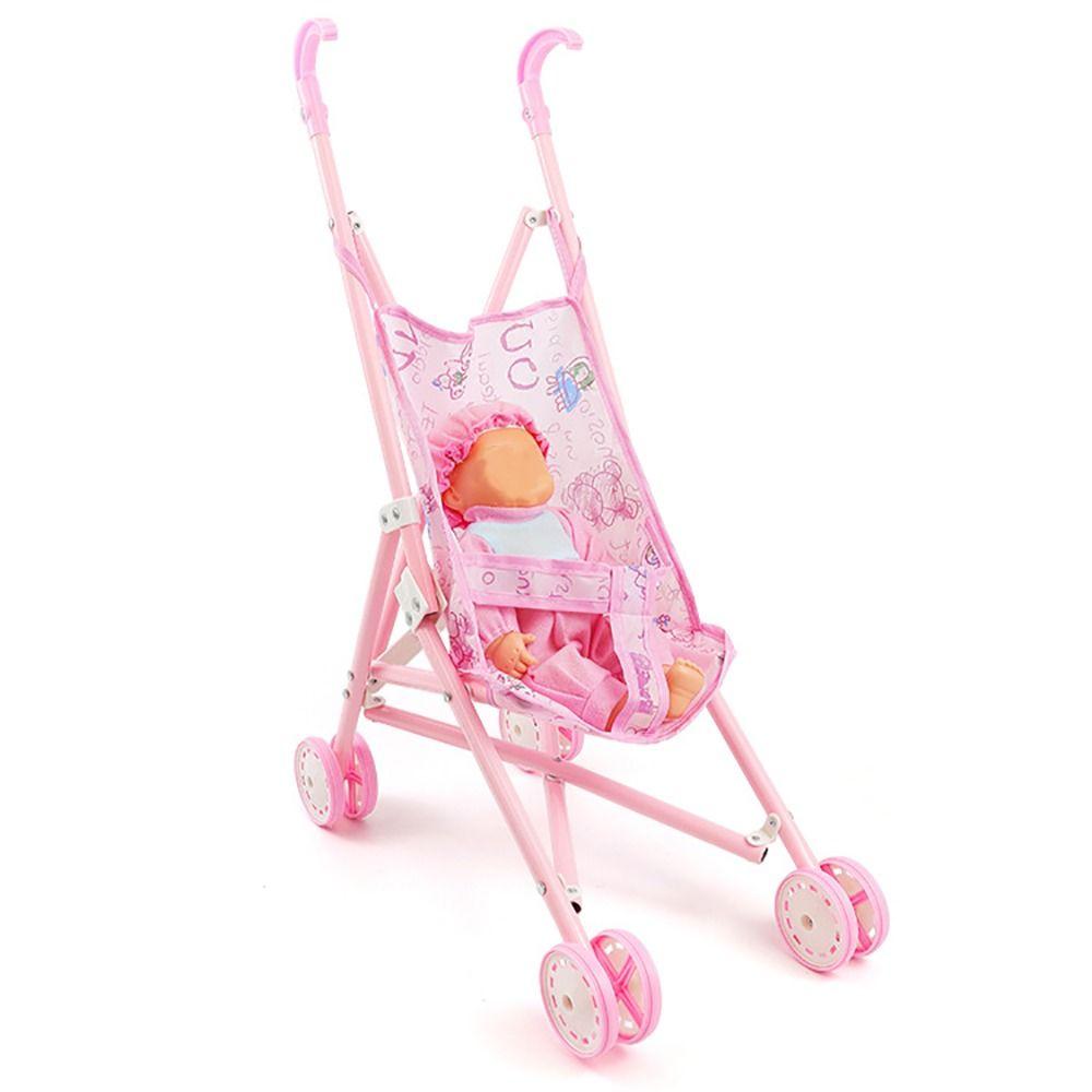 Foldable Dolls Pram Multicolor Doll Handcart Creative Baby Walker  For Boys Girls