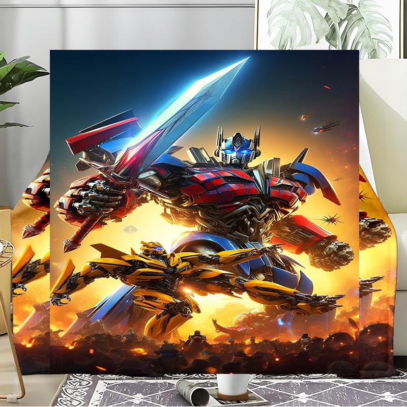 Car robots Battle Blanket Flannel Throw for Sofa, Indoor, Camping, Living Room, Office, Chair, And Bed Soft Birthday Gift