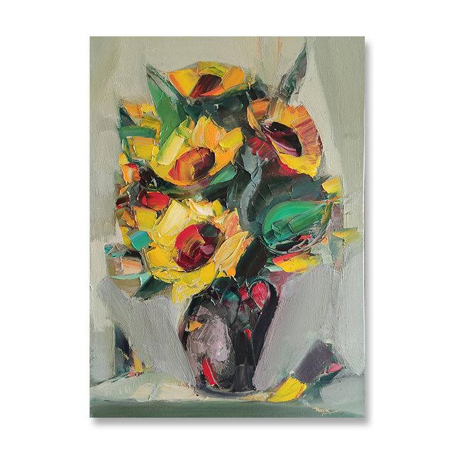 Abstract Canvas Painting Flower Oil Painting Wall Art Pictures Sunflower Posters for Living Room Cuadros Home Decor Unframed