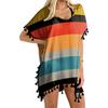Women's Trim Kaftan Chiffon Tassels Swimwear Beach Loose Bikini Cover Up Tops