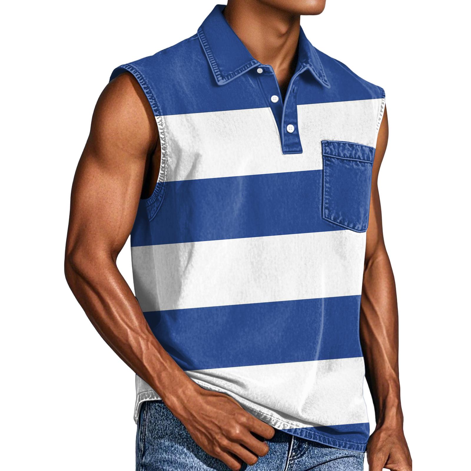 

Men s Casual Pocket Button Collar Sleeveless Vest S білий